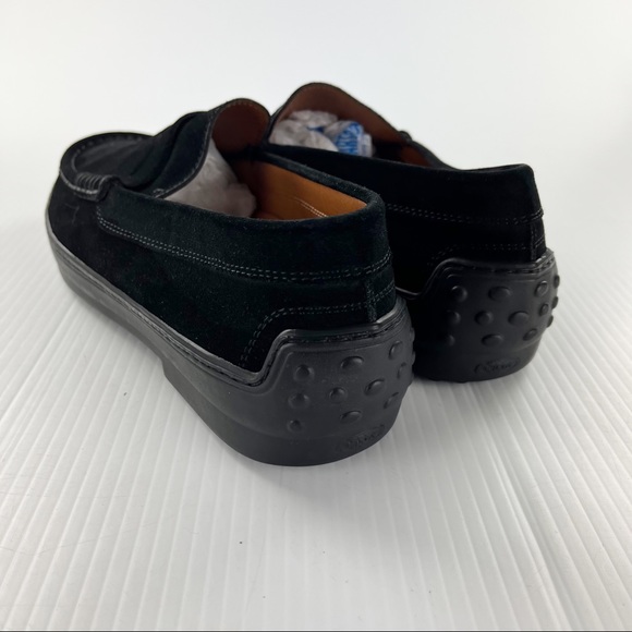 Tods Black Suede Vibram Driving Penny Loafers Shoes - Picture 5 of 7